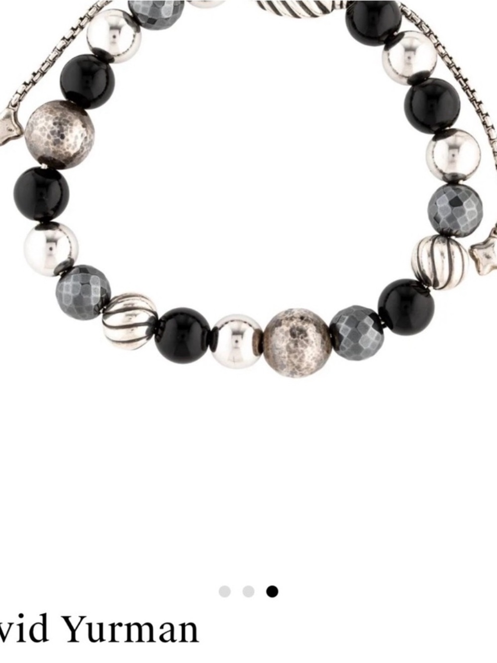 David Yurman Onyx and Hematite Bead Bracelet in Black and Silver